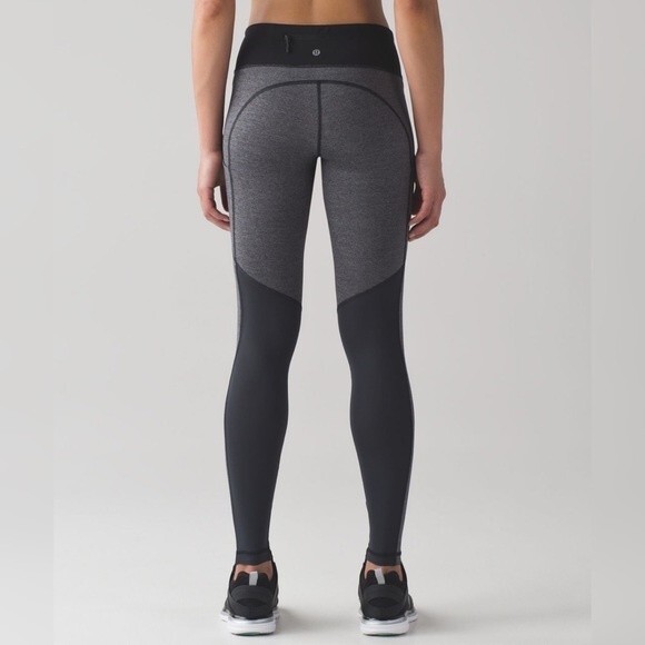 Lululemon Speed Tight V Leggings 10 Heathered Black Deep Coal W5AKUS Pockets - Picture 6 of 7